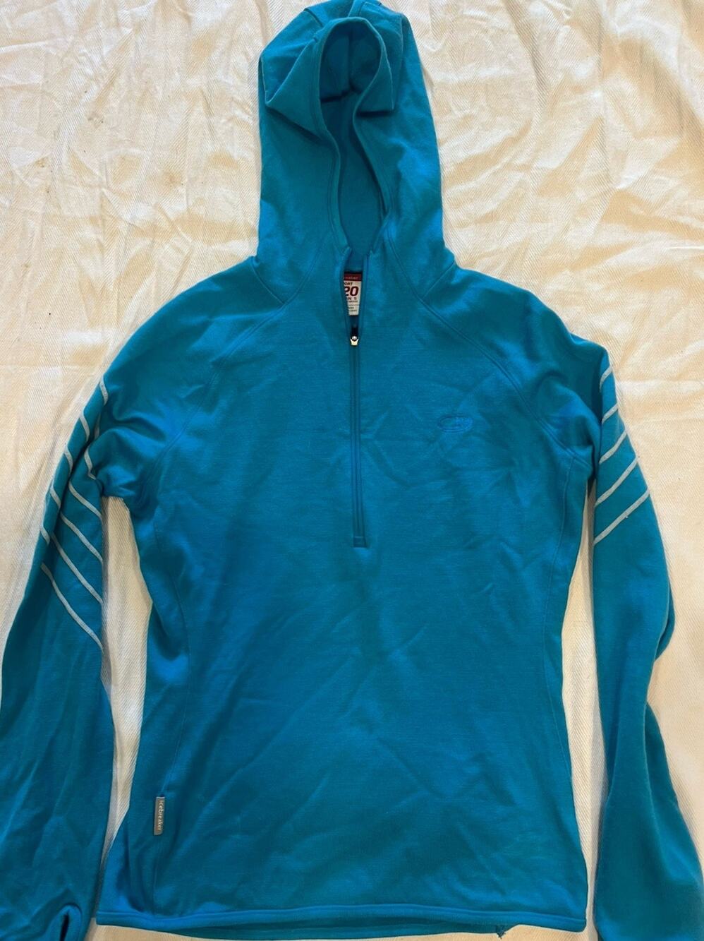 Icebreaker Sport 320 Merino Wool Hoodie Womens Small Full Zip Blue Jacket S